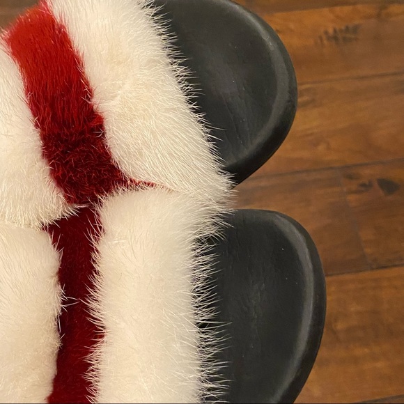 Givenchy Red and White Mink Slides - Picture 7 of 7